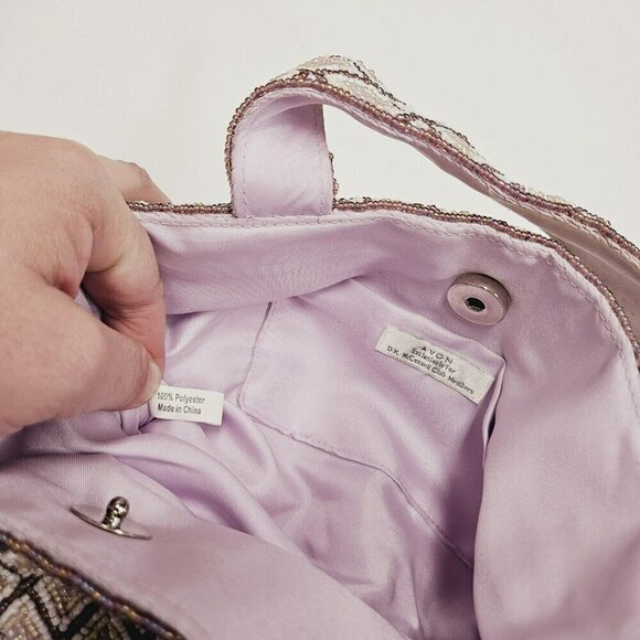 Vintage Avon Beaded Purse Top Handle Bag Diamond Pattern Evening Party Handbag - Picture 10 of 10